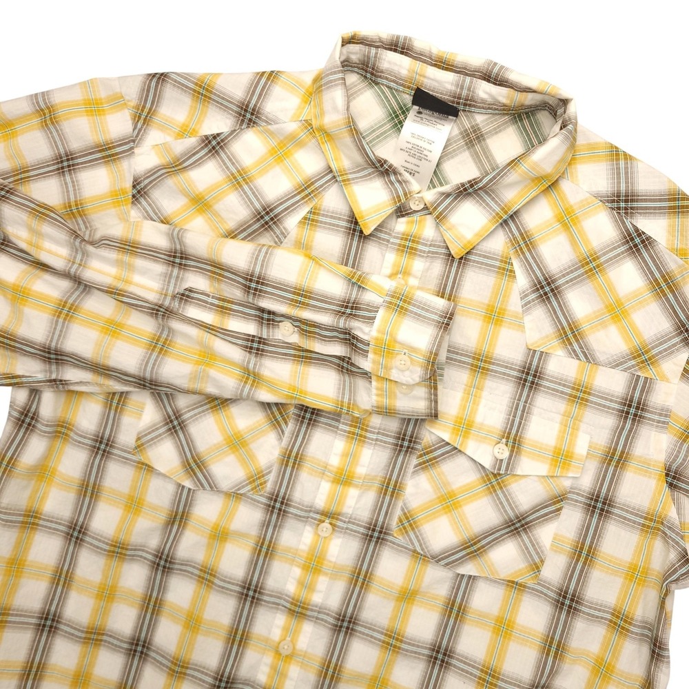 Patagonia Shirt Mens Large Yellow Plaid Long Sleeve‎ Button Up Organic Cotton